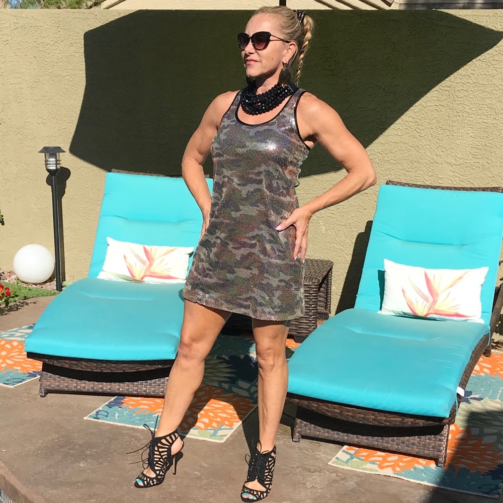 Betsey Johnson Sparkling Camouflage Mini Dress - Picture 3 of 8